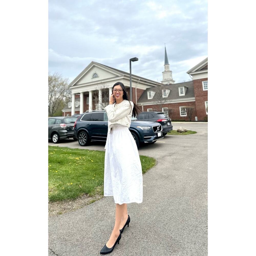 RUE SOPHIE Women's Off White Square Neckline Flowy Skirt Midi Dress Size XS - Picture 12 of 15